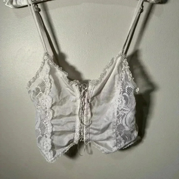 Vintage lace & nylon cropped top XS/S - Picture 3 of 4